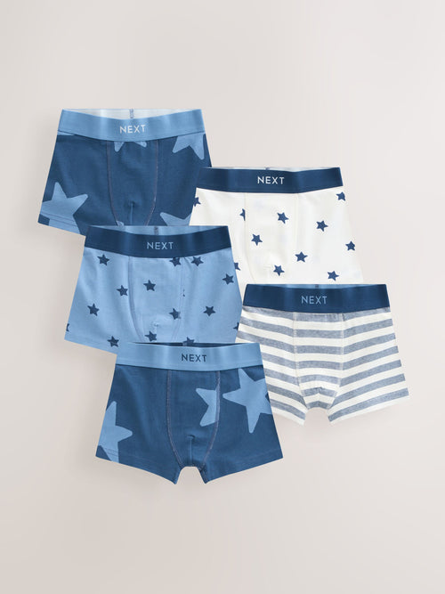 Blue Stars & Stripes Junior Pattern Trunks 5 Pack (1.5-16yrs)