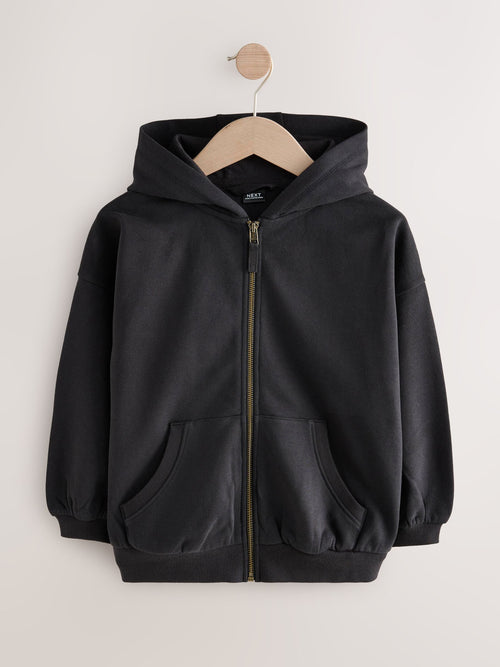 Black Cotton Rich Zip Up Sports Hoodie (3-16yrs)