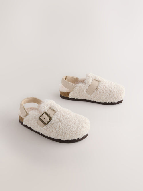 Cream Borg Slip-Ons Clogs