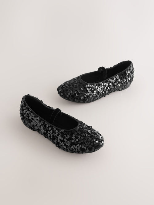 Black Sequin Ballet Shoes