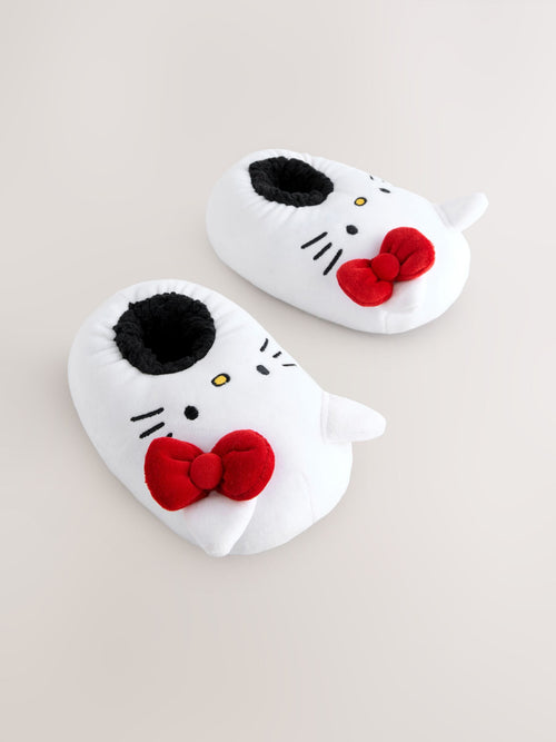 White Hello Kitty Plush Slippers