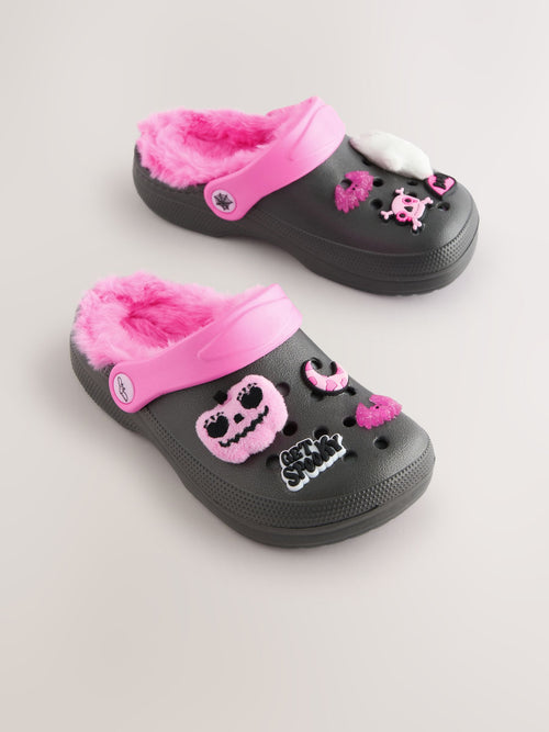 Black/Pink Spooky Slipper Clogs
