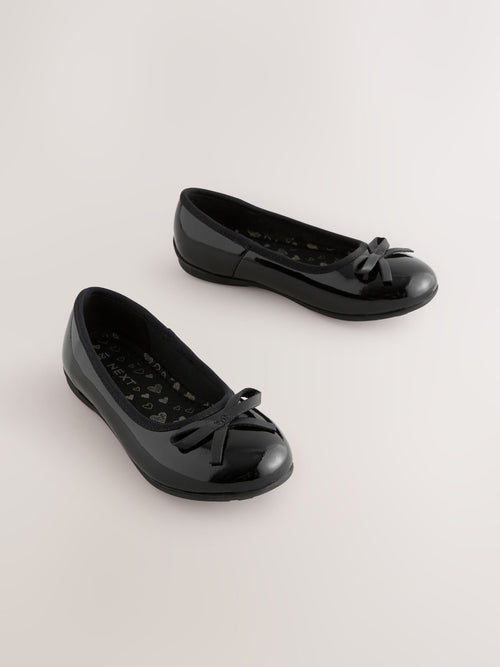 Black Patent Wide Fit (G) Leather Ballerina School Shoes