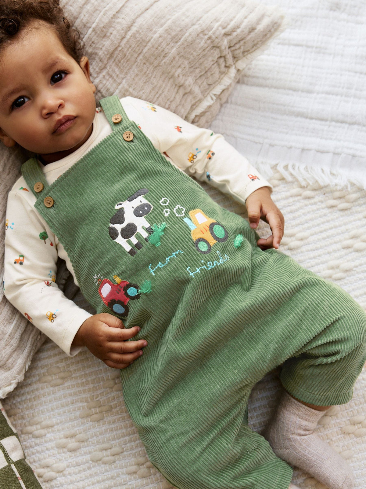 Green Farm Cord Dungarees and Bodysuit Set (0mths-2yrs)