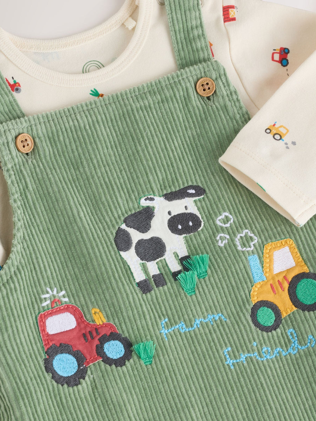 Green Farm Cord Dungarees and Bodysuit Set (0mths-2yrs)