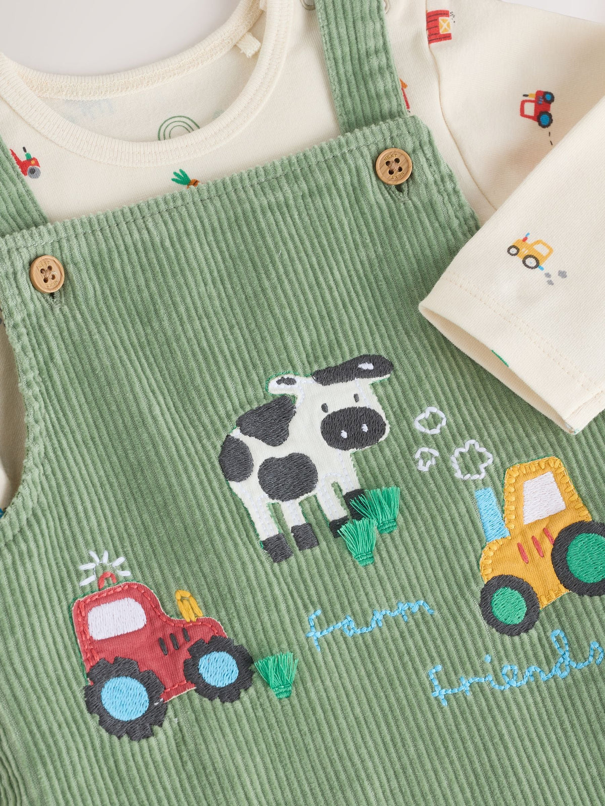 Green Farm Cord Dungarees and Bodysuit Set (0mths-2yrs)