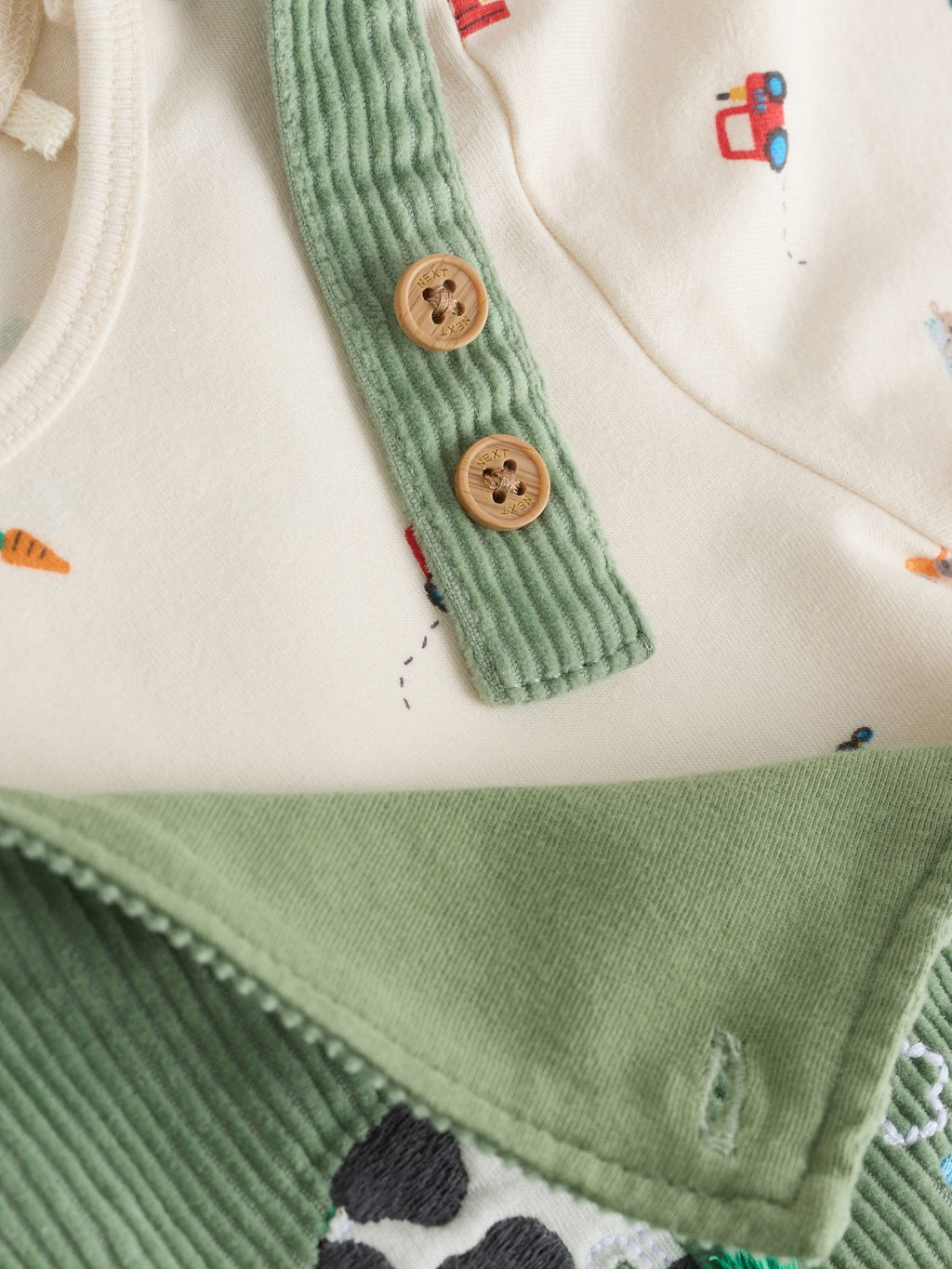 Green Farm Cord Dungarees and Bodysuit Set (0mths-2yrs)