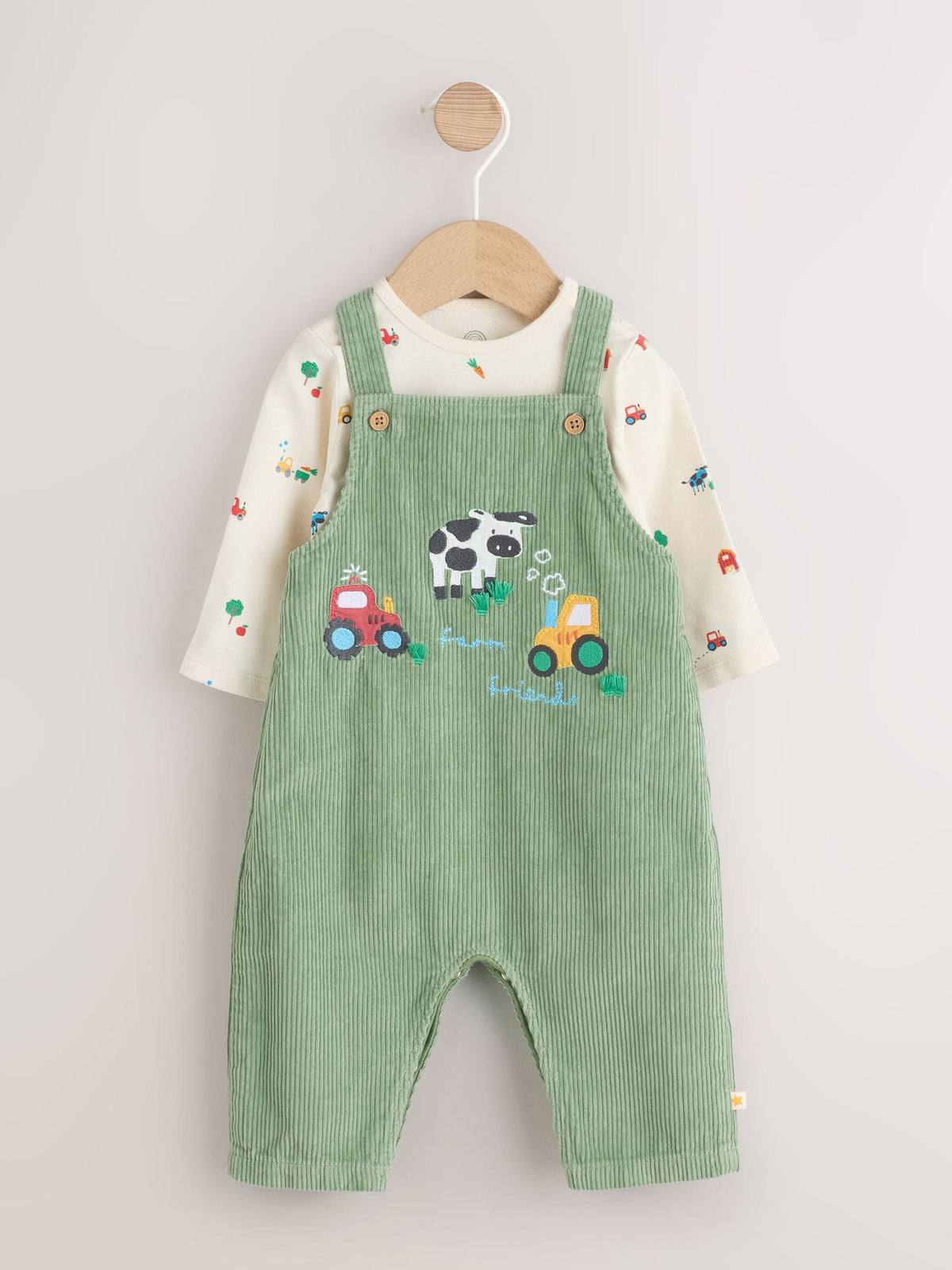 Green Farm Cord Dungarees and Bodysuit Set (0mths-2yrs)