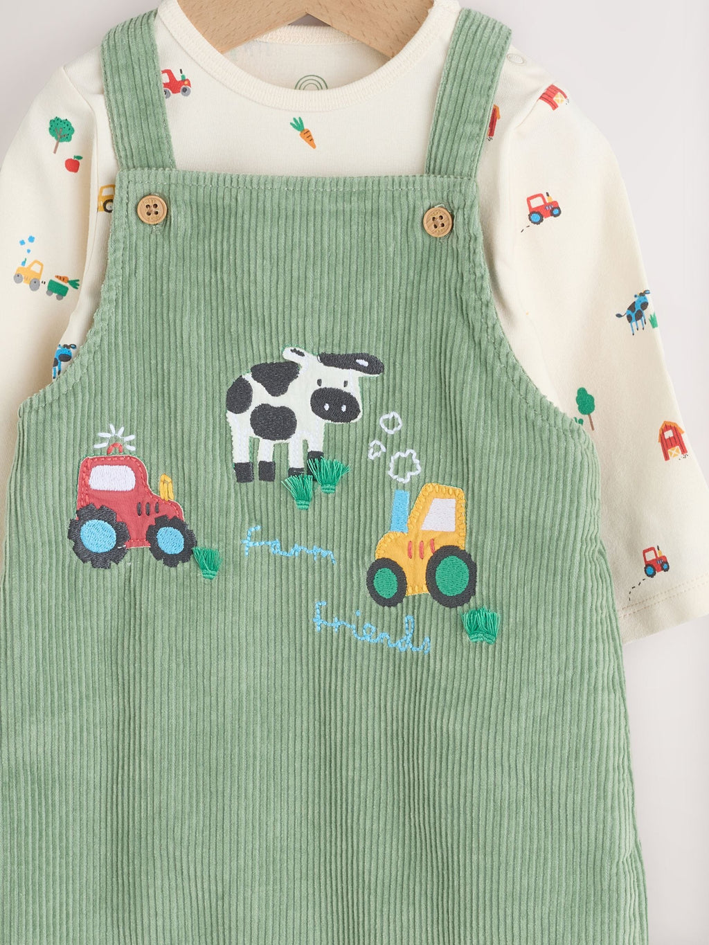 Green Farm Cord Dungarees and Bodysuit Set (0mths-2yrs)