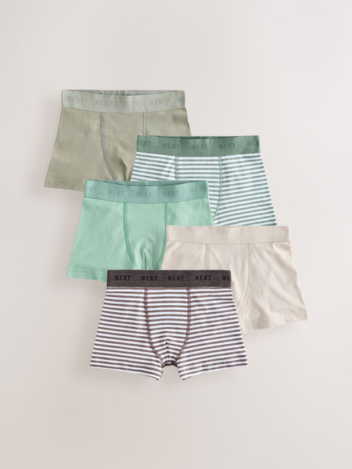 Green/Ecru Stripes Junior Pattern Trunks 5 Pack (1.5-16yrs)