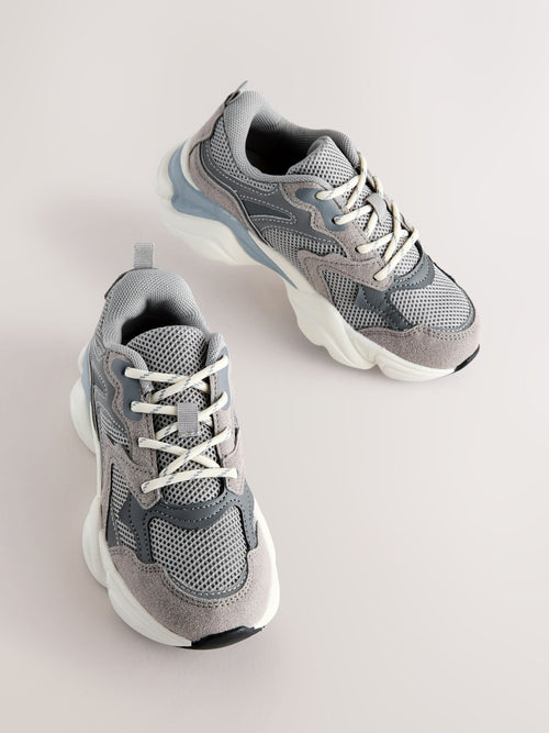 Grey Lace Up Trainers