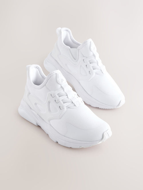 White Standard Fit (F) Elastic Lace Trainers