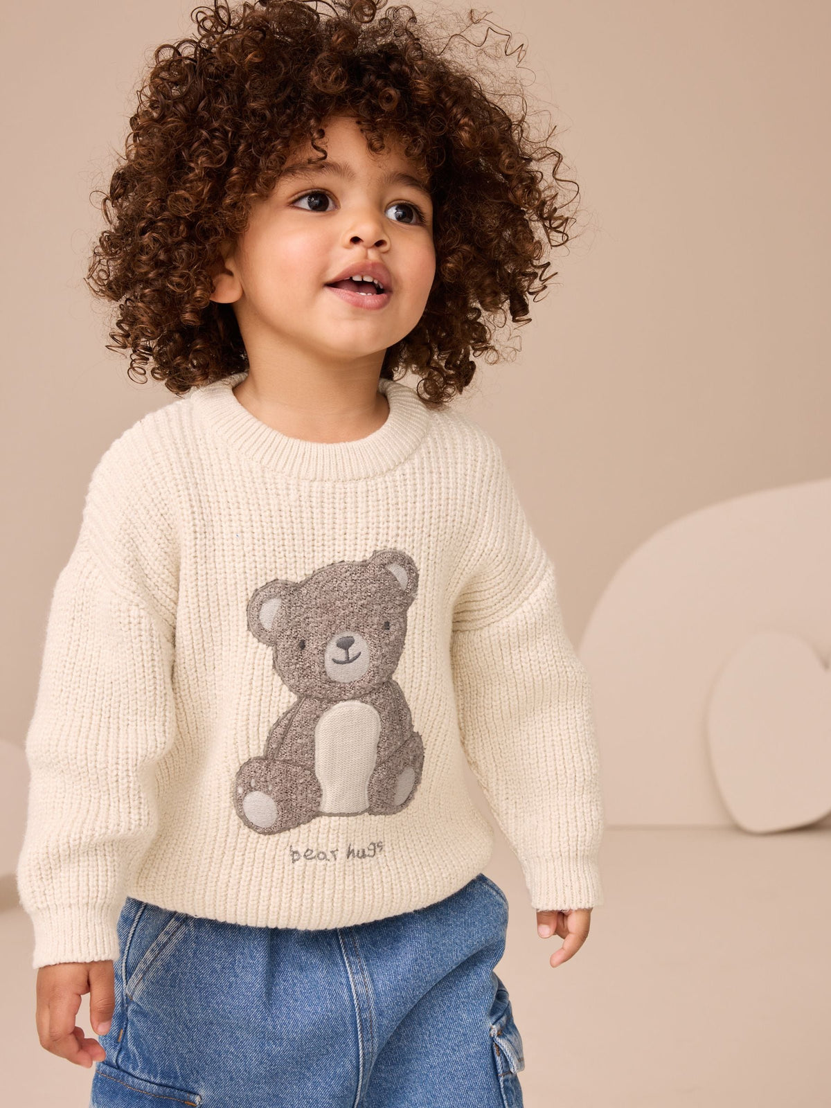 Cream Bear Knitted Jumper (3mths-7yrs)