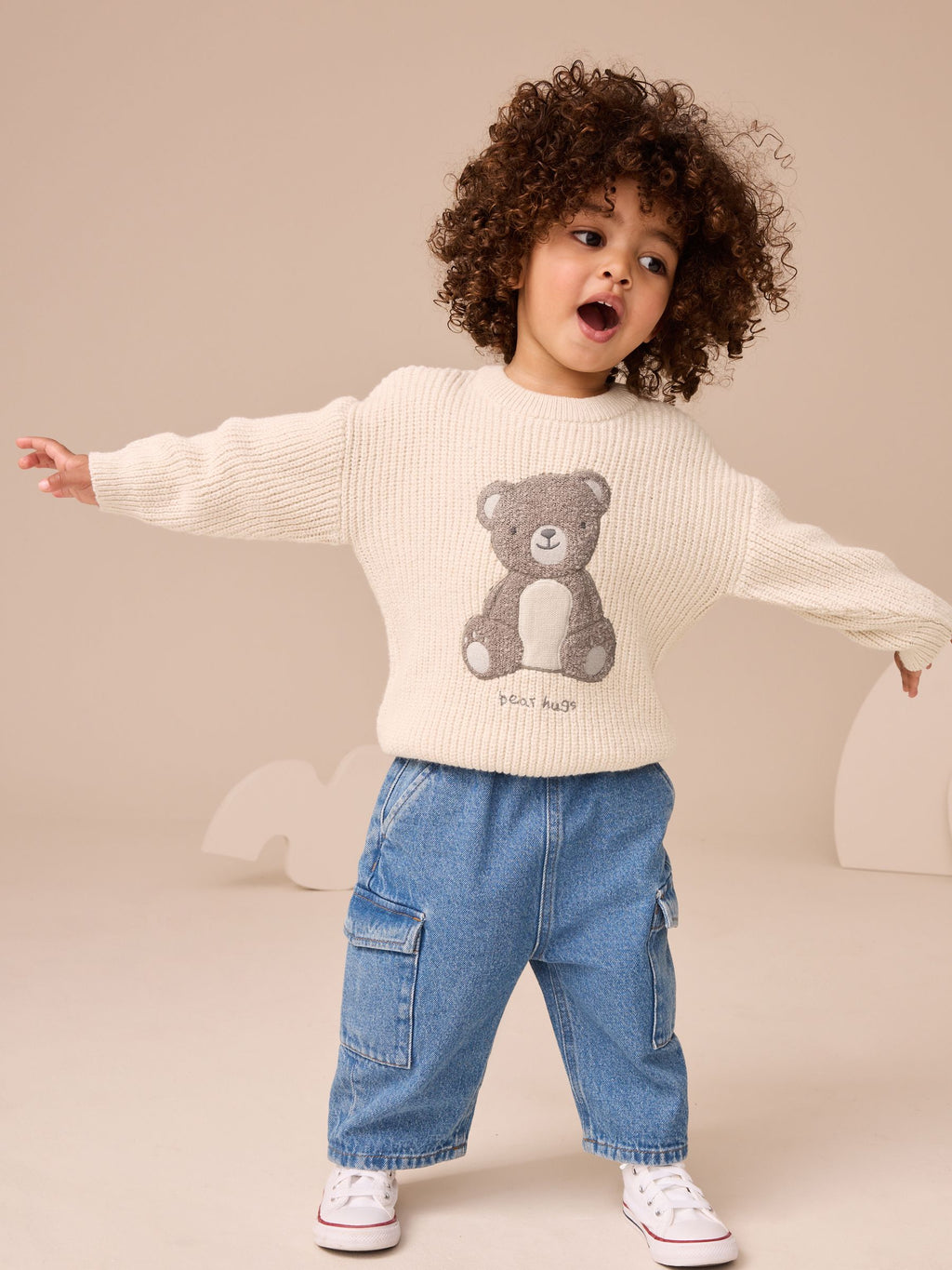 Cream Bear Knitted Jumper (3mths-7yrs)