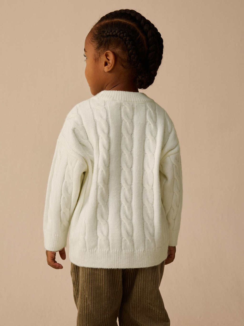 Ecru White Cable Knit Crew Neck Jumper (3mths-7yrs)