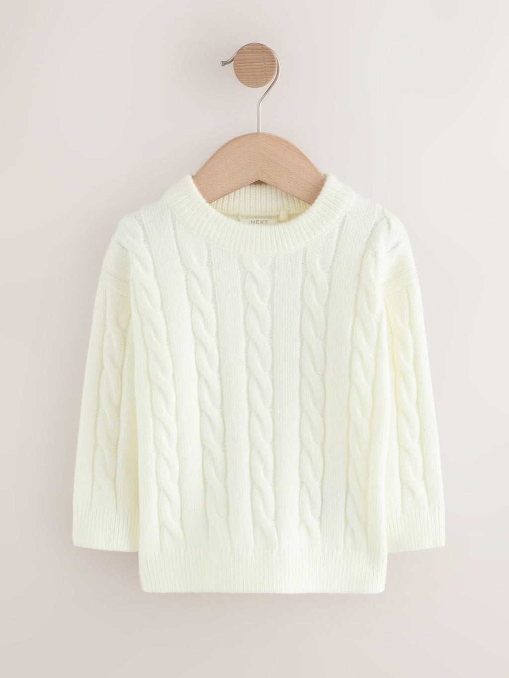 Ecru White Cable Knit Crew Neck Jumper (3mths-7yrs)