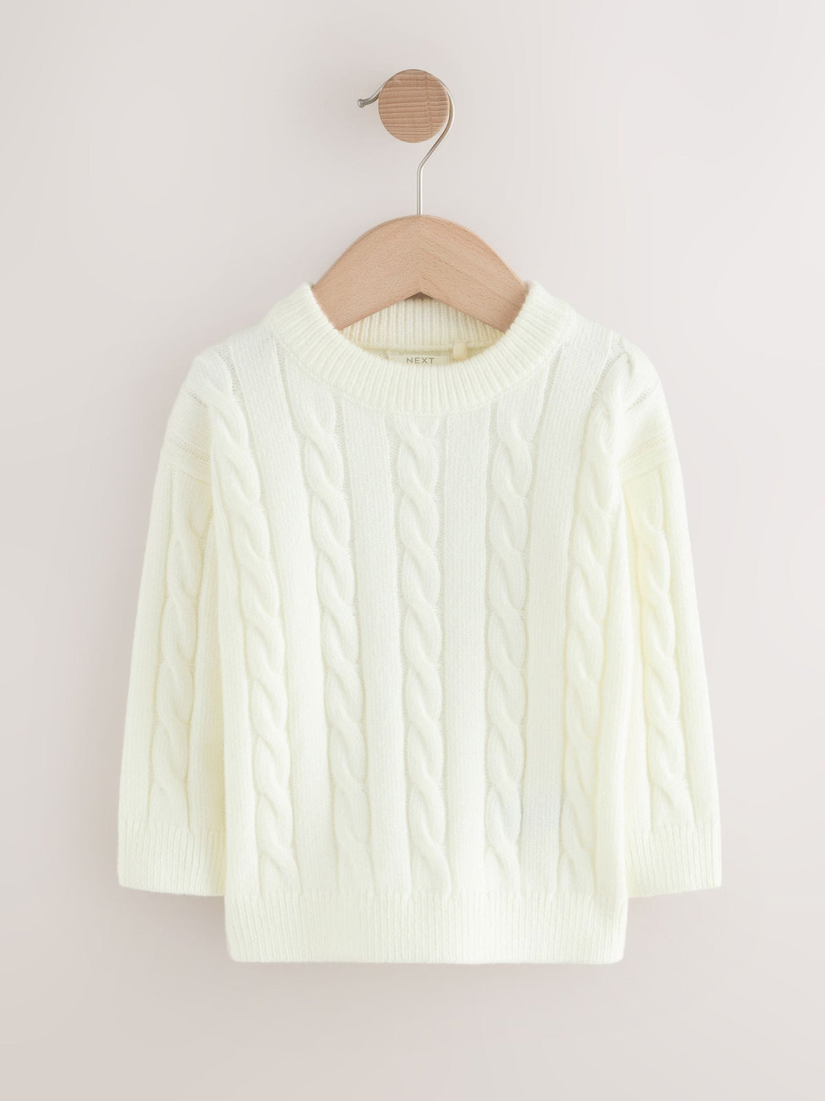 Ecru White Cable Knit Crew Neck Jumper (3mths-7yrs)