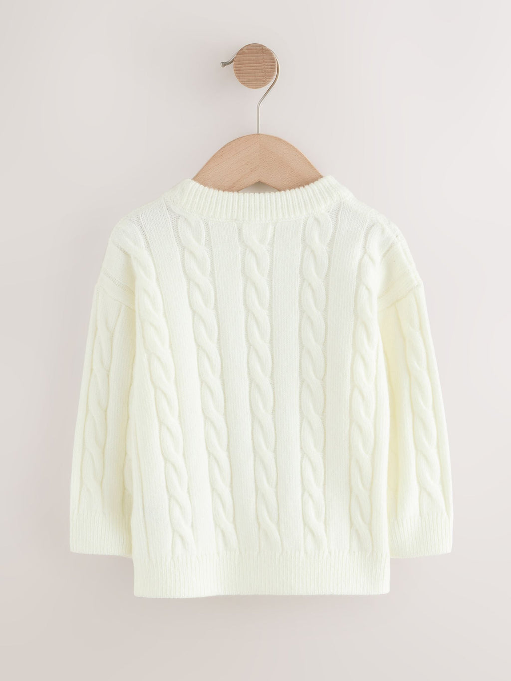 Ecru White Cable Knit Crew Neck Jumper (3mths-7yrs)