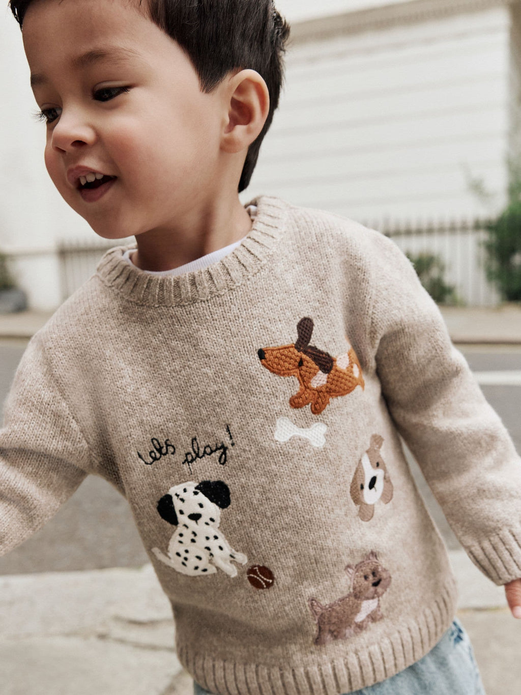 Neutral Dogs Knitted Crew Neck Jumper (3mths-7yrs)