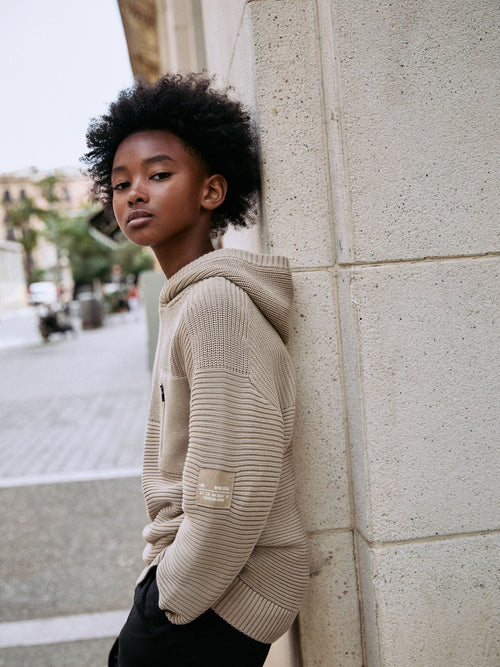 Neutral Utility Knitted Hoodie (3-16yrs)