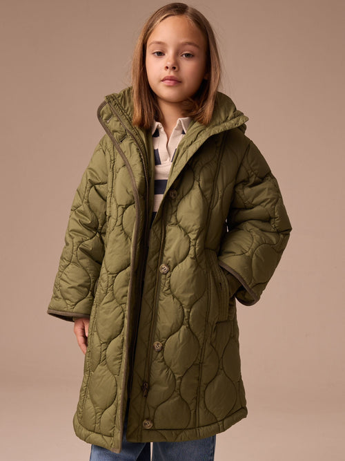 Khaki/Green Shower Resistant Quilted Jacket (3-16yrs)