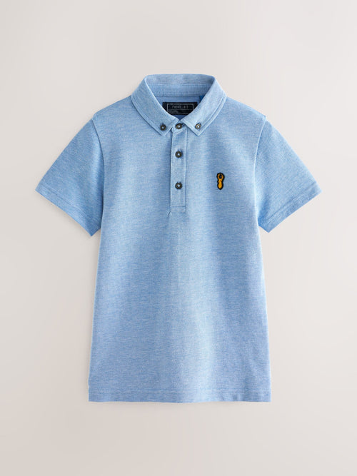 Stag Blue Marl Short Sleeve Polo Shirt (3-16yrs)