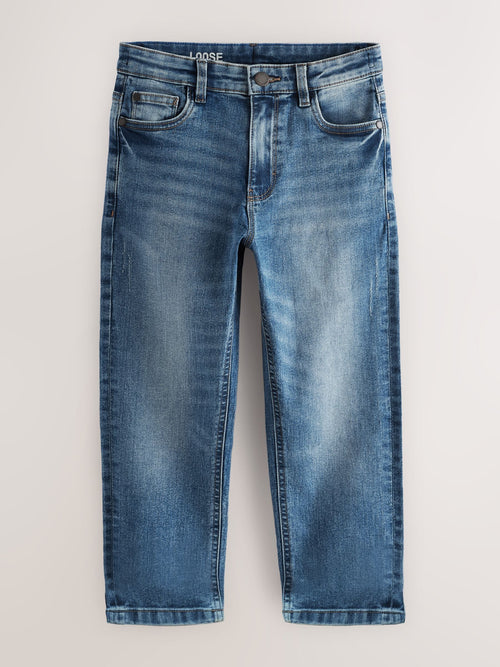 Blue Acid Wash Loose Fit Stretch Jeans (3-17yrs)