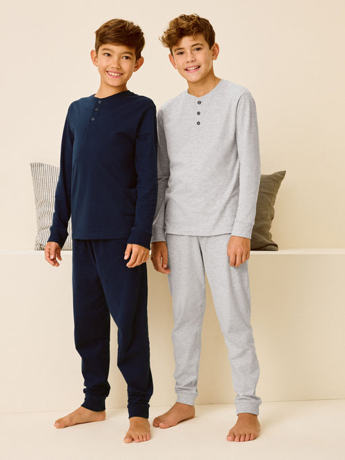 Navy/Grey Long Sleeve Pyjamas 2 Pack (3-16yrs)