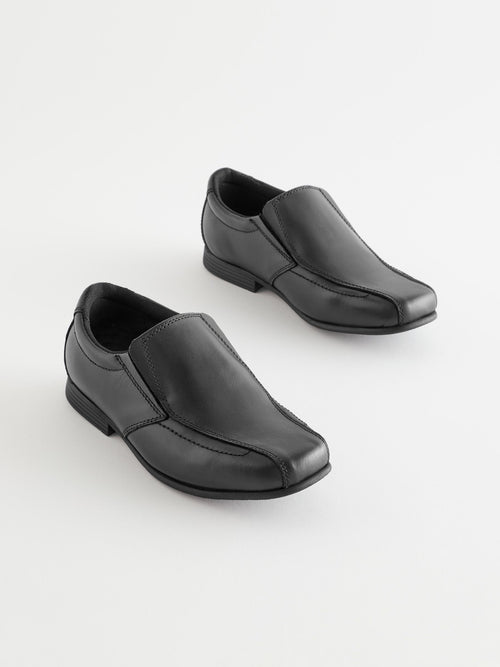 Black Slip On Leather Loafer School Shoes