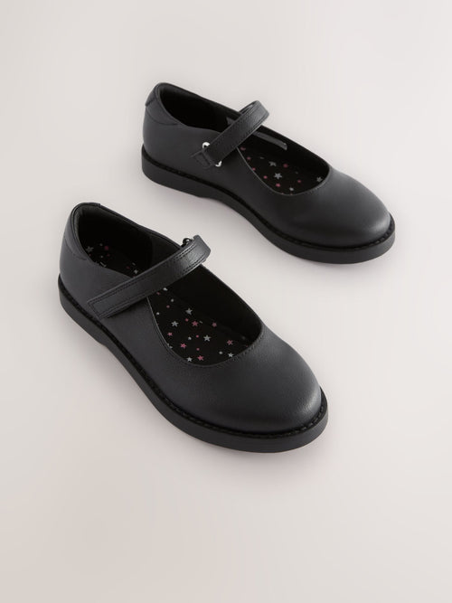 Black Matt School Mary Jane Shoes