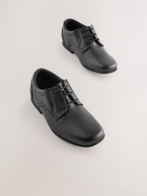 Black School Leather Lace-Up Shoes