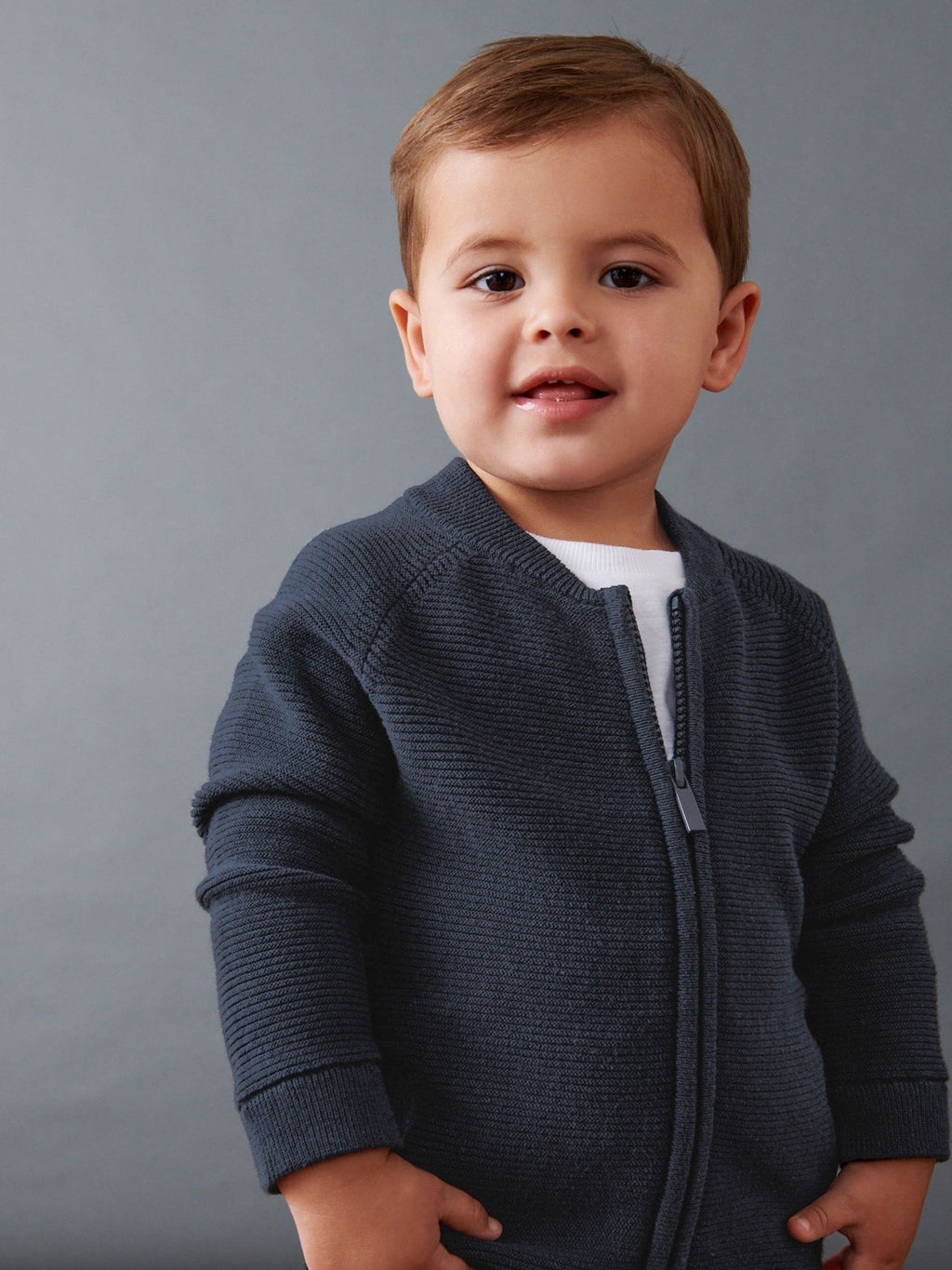 Navy Zip Up Cardigan (3mths-7yrs)