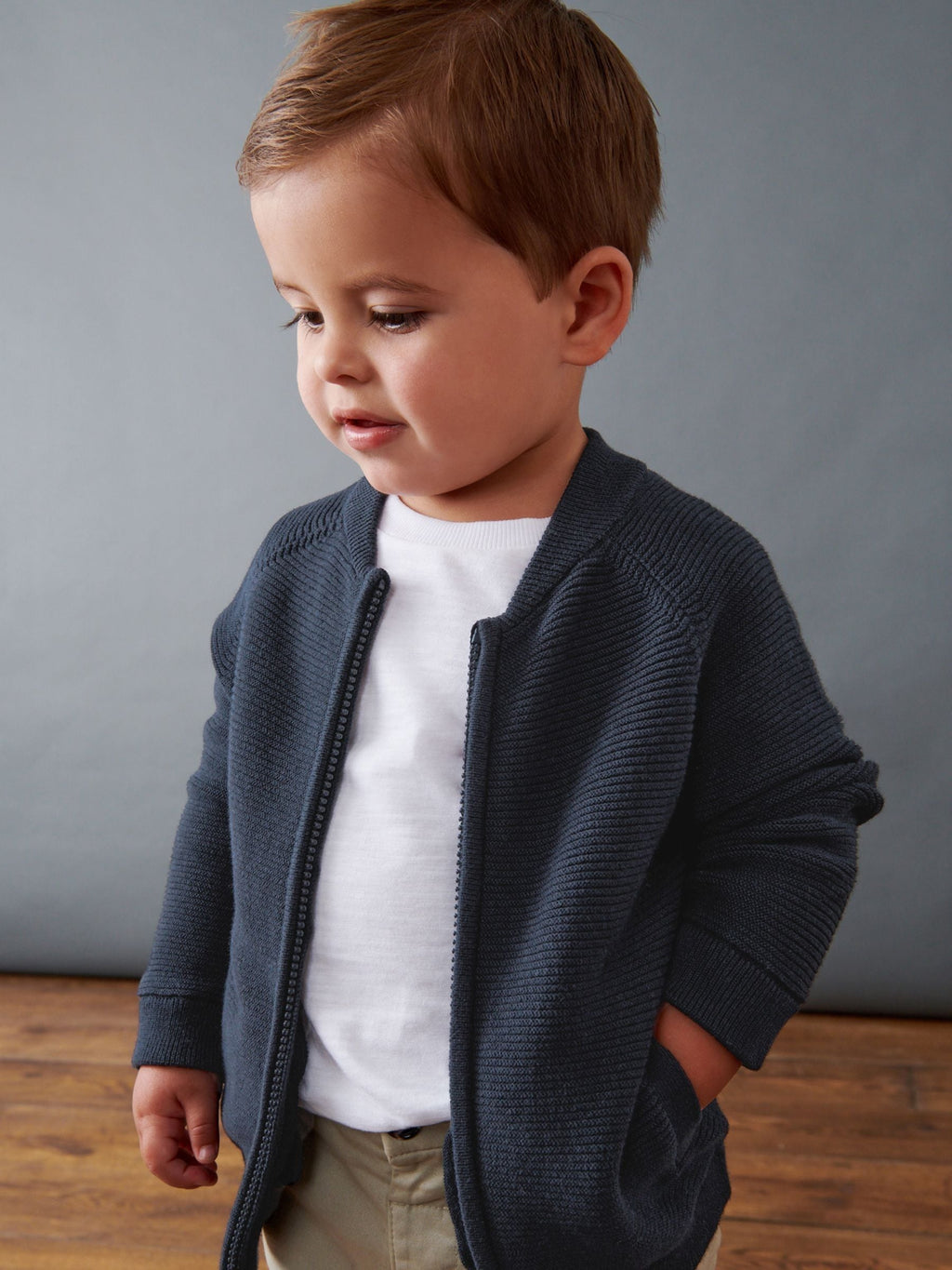 Navy Zip Up Cardigan (3mths-7yrs)