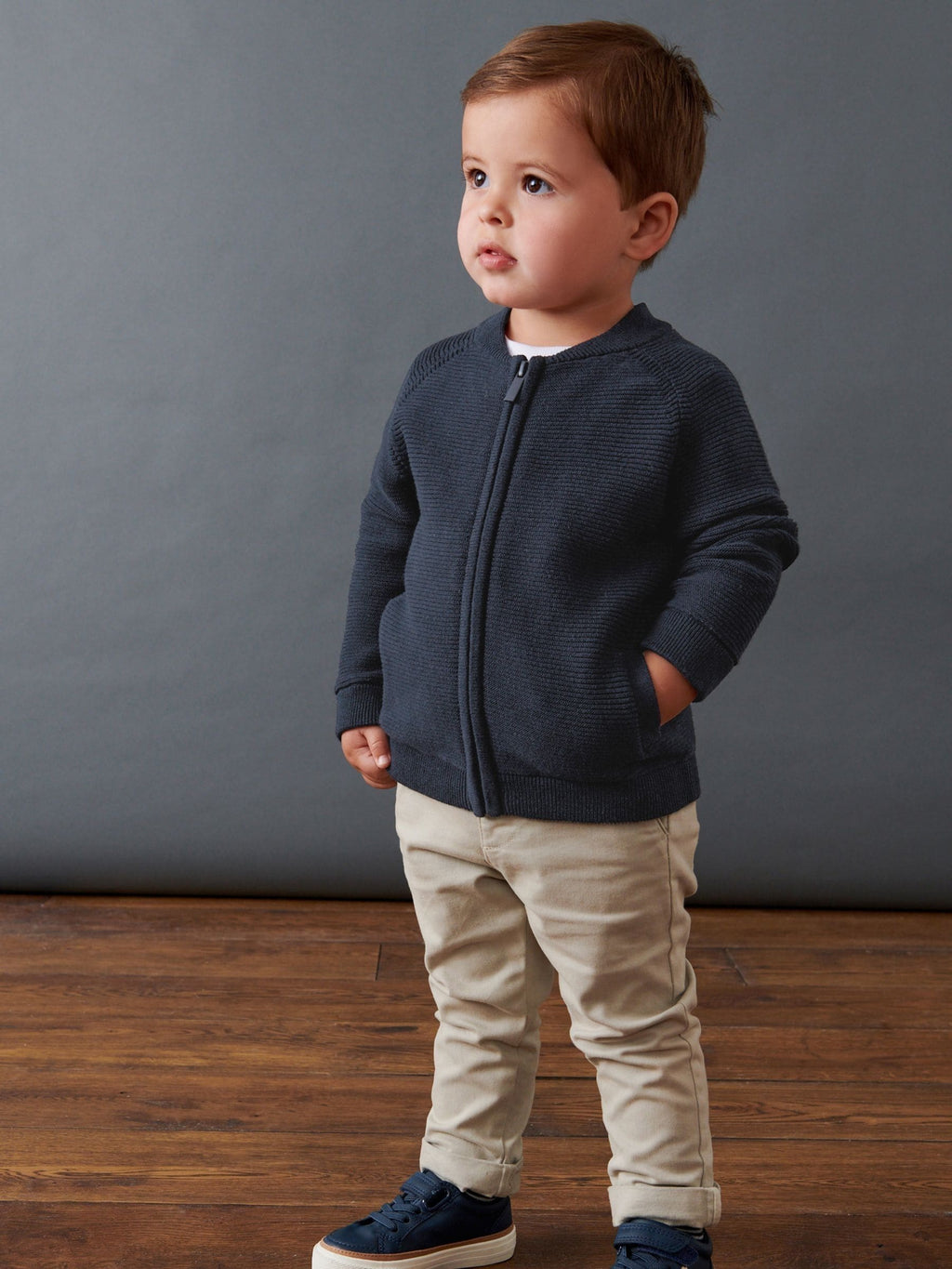 Navy Zip Up Cardigan (3mths-7yrs)