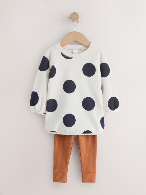 Cream Mono Spot Sweatshirt and Leggings Set (3mths-7yrs)