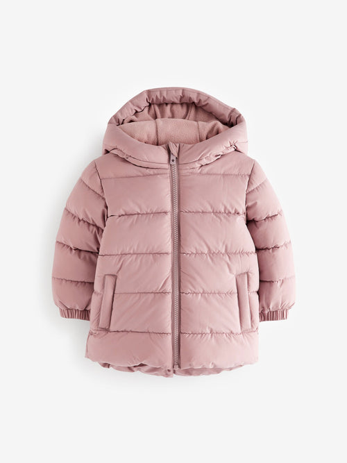 Pink Shower Resistant Fleece Lined Hooded Padded Coat (3mths-7yrs)