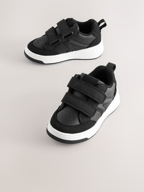 Black Touch Fastening Two Strap Trainers
