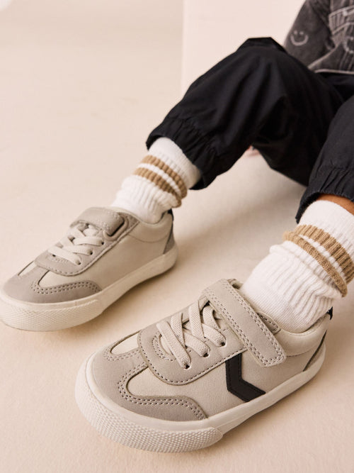 Grey Standard Fit (F) Touch Fastening Elastic Lace Trainers