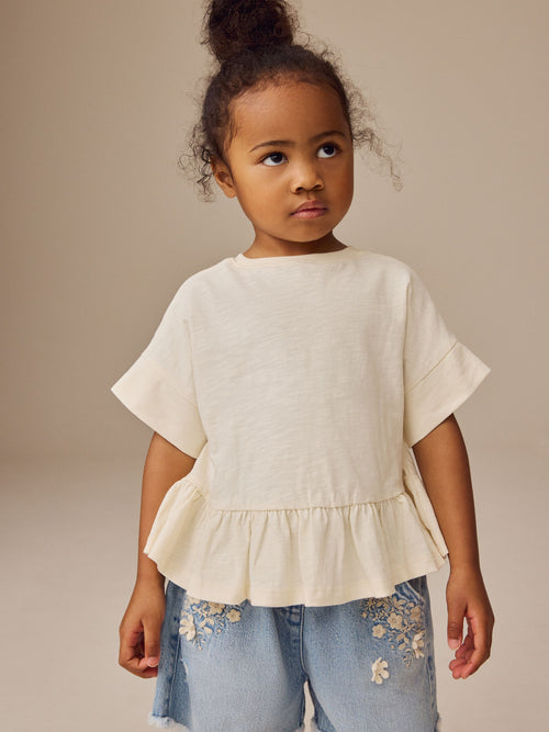 Ecru Short Sleeve Peplum T-Shirt (3mths-7yrs)
