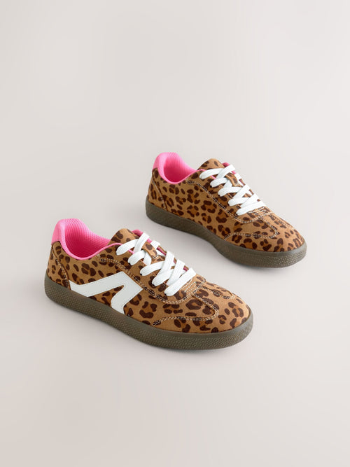 Leopard Print Standard Fit (F) Retro Trainers