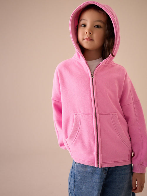 Blush Pink Zip Up Hoodie (3-16yrs)