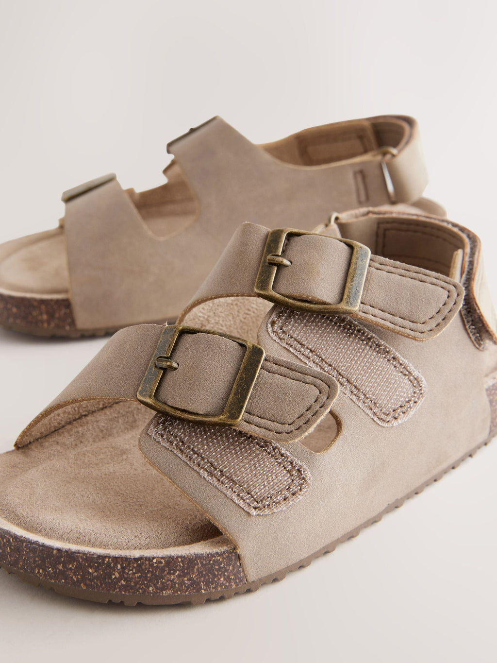 Neutral Standard Fit (F) Double Buckle Cushioned Footbed Sandals