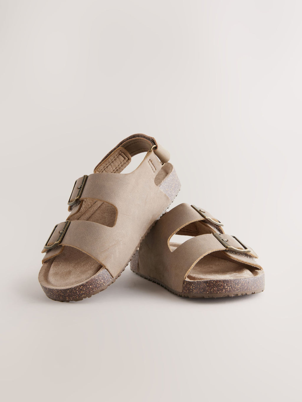 Neutral Standard Fit (F) Double Buckle Cushioned Footbed Sandals