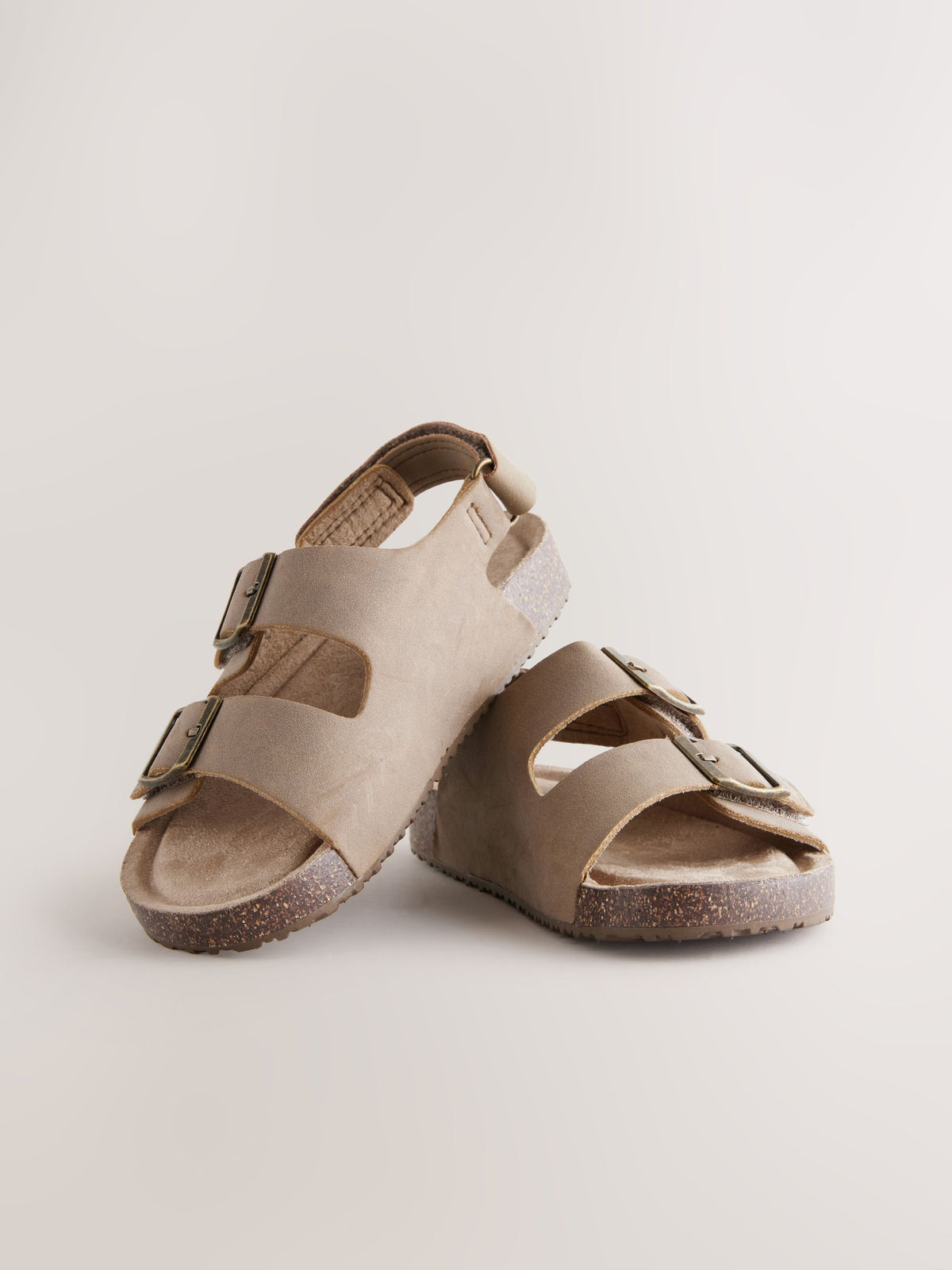Neutral Standard Fit (F) Double Buckle Cushioned Footbed Sandals