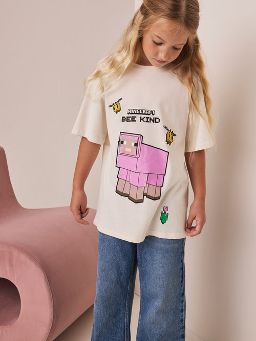 Ecru Minecraft Oversized Graphic T-Shirt (3-16yrs)