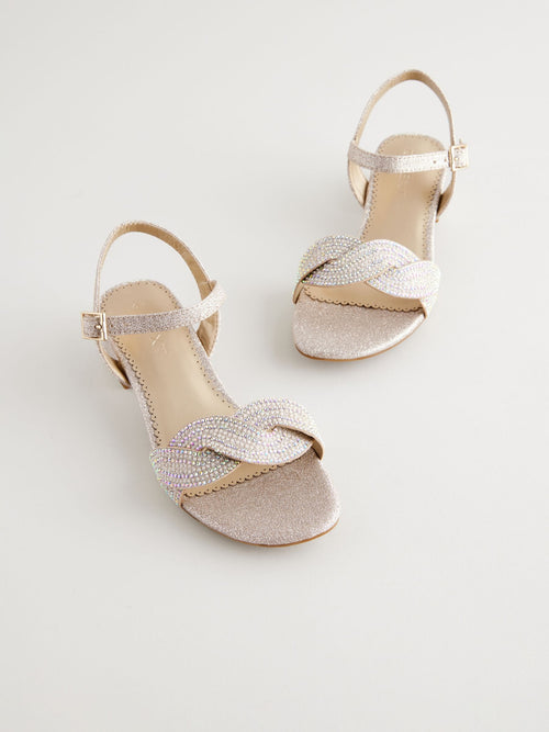 Ivory Glitter Heeled Sandals