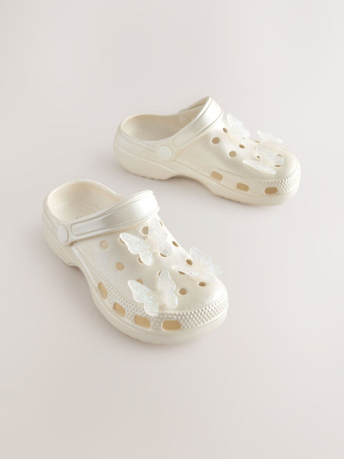 White Butterfly Clogs