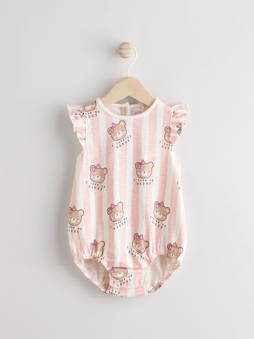 Pink/White Stripe I Love My Daddy Baby Bloomer Romper