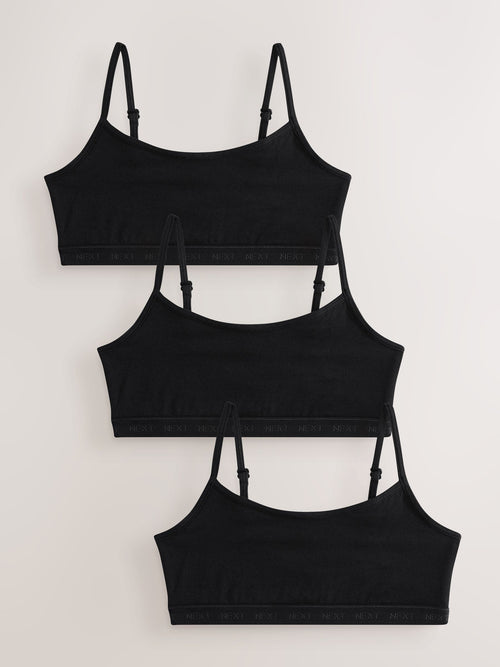 Black Strappy Crop Tops 3 Pack (5-16yrs)
