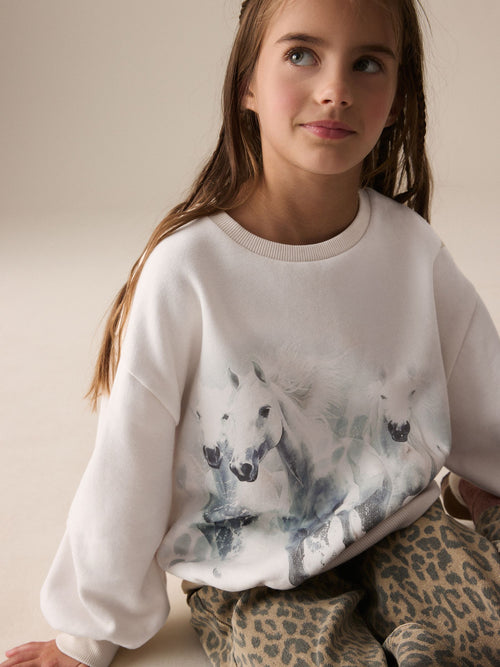 Ecru Horse Graphic Sweatshirt (3-16yrs)